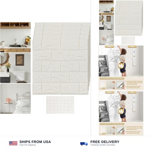 White brick wall panels - 3d,